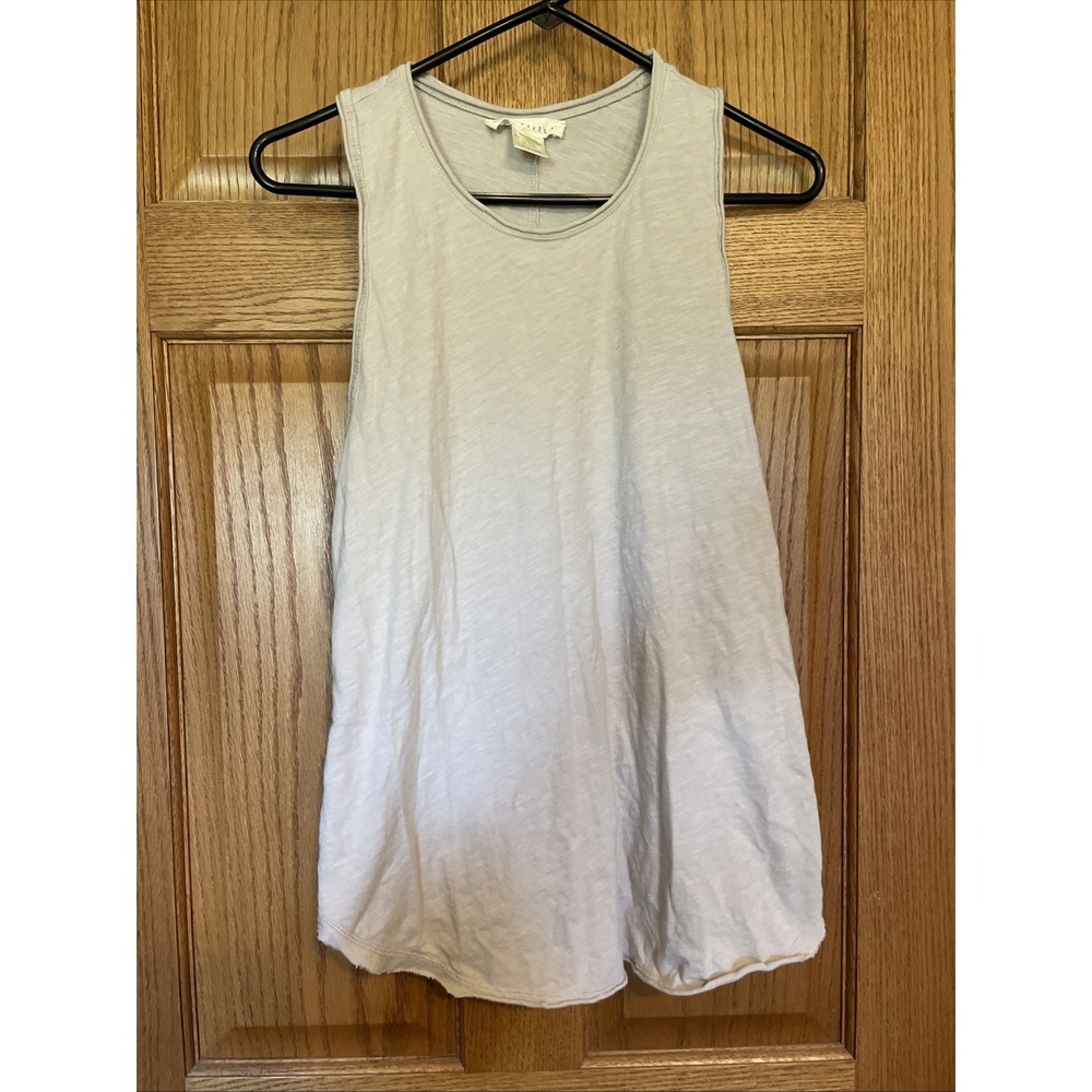 Love Stitch Tank Top Women's Large Beige Sleeveless Round Neck Raw Edges